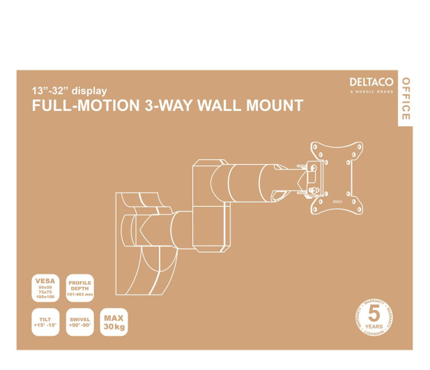 DELTACO ARM-0370 13-32" mocowany do ściany Czarny - 1307433 - zdjęcie 3